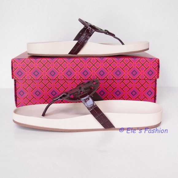 ❤️ NIB Tory Burch Miller Cloud Leather Sandal Cream PLUM US 7 7.5 8.5 9 9.5 AUTH - Picture 8 of 16